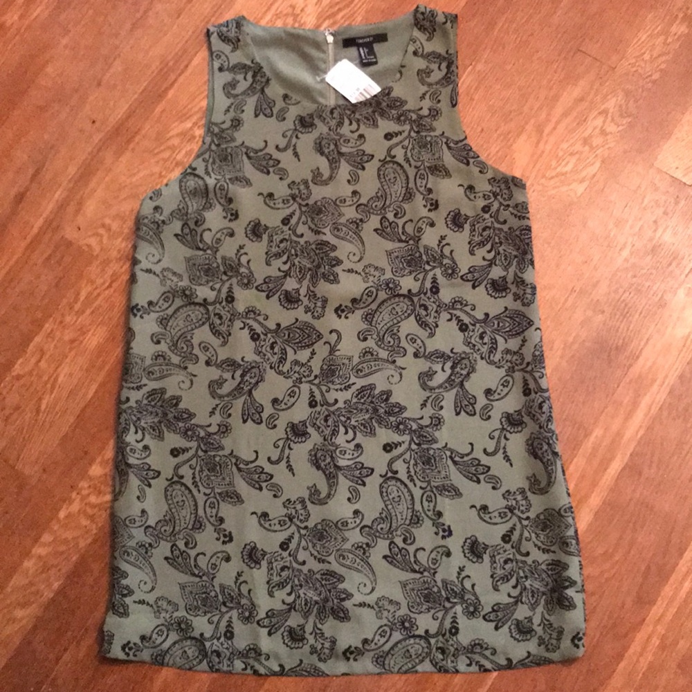 Forever 21; Dress, Sleeveless, Lined, Olive/Black